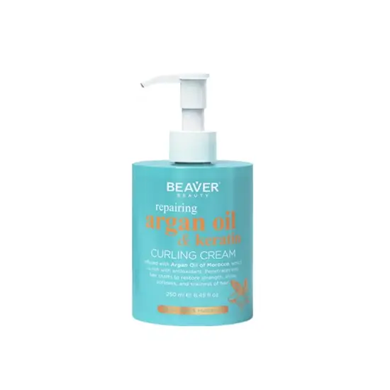 Beaver Argan Oil & Keratin - Odżywczy krem do loków 250ml