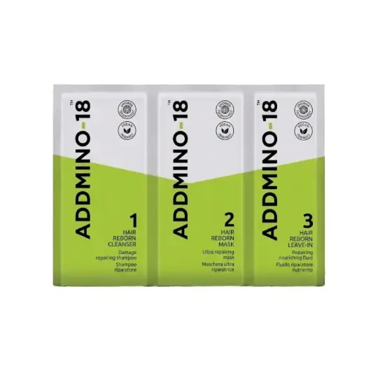 Addmino-18 Retail Kit – Natychmiastowa odbudowa włosów zniszczonych | Zestaw 10 ml + 10 ml + 5 ml